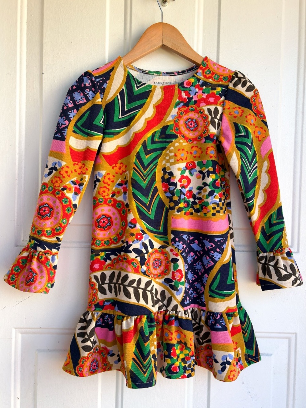 Lands' End Girls Multicolor Floral Paisley Ruffle Hem Dress – Size 5